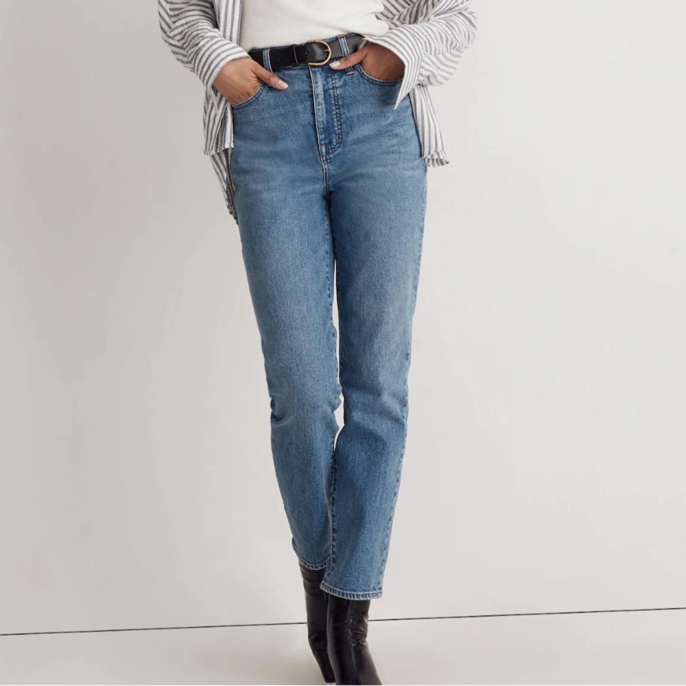 Madewell Blue Straight Leg Jeans High-Waisted